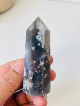 Load image into Gallery viewer, Black Flower Agate Crystal Tower T011a
