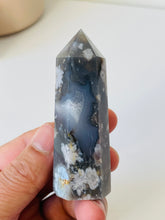 Load image into Gallery viewer, Black Flower Agate Crystal Tower T011a
