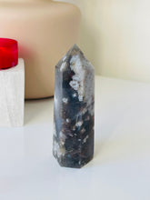 Load image into Gallery viewer, Black Flower Agate Crystal Tower T011a
