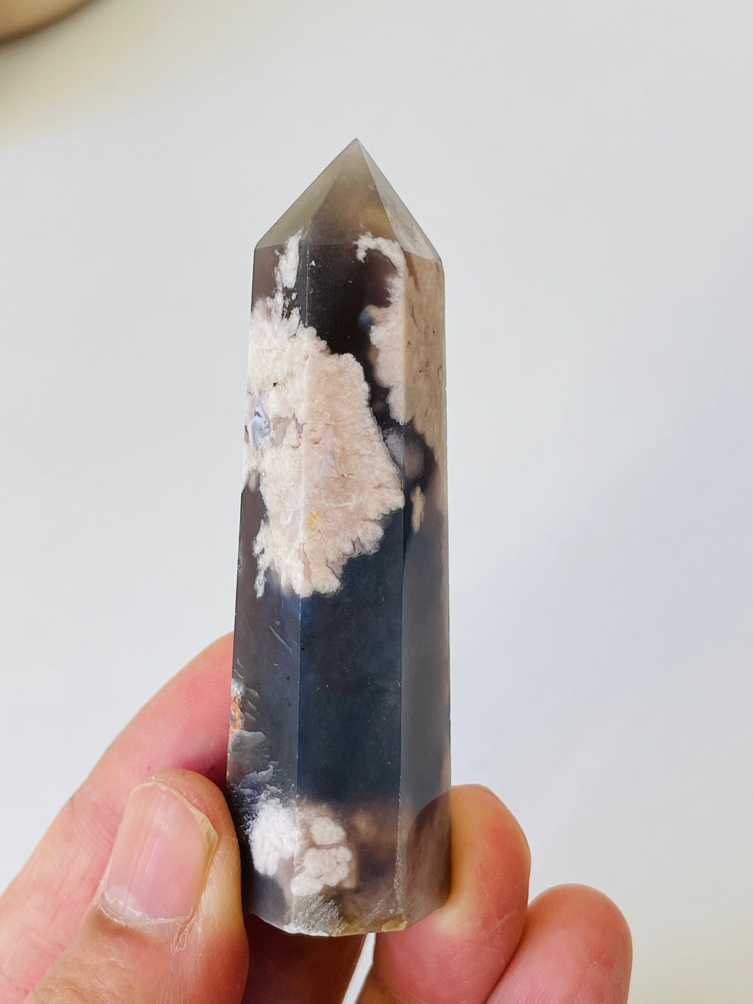 Black Flower Agate Crystal Tower T017a