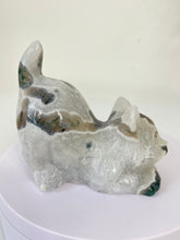 Load image into Gallery viewer, Moss Agate Crystal Cat Carving Large S067
