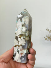 Load image into Gallery viewer, Large Green Flower Agate Crystal Tower High Grade T034a
