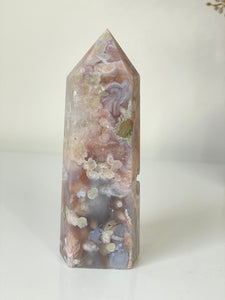 Large Pink Flower Agate Crystal Tower High Grade T035a