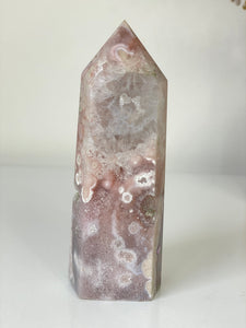 Large Pink Flower Agate Crystal Tower High Grade T035a