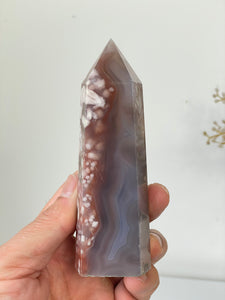 Large Black Flower Agate Crystal Tower High Grade T037a