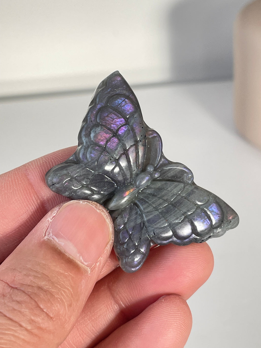 Purple Labradorite Butterfly Carving LA131