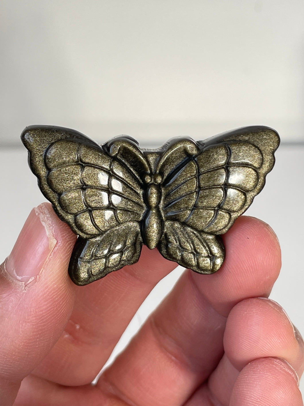 Gold Sheen Obsidian Butterfly Carving LA133