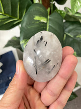 Load image into Gallery viewer, Tourmalinated Quartz Palm Stone Natural (L)
