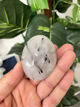 Load image into Gallery viewer, Tourmalinated Quartz Palm Stone Natural (L)
