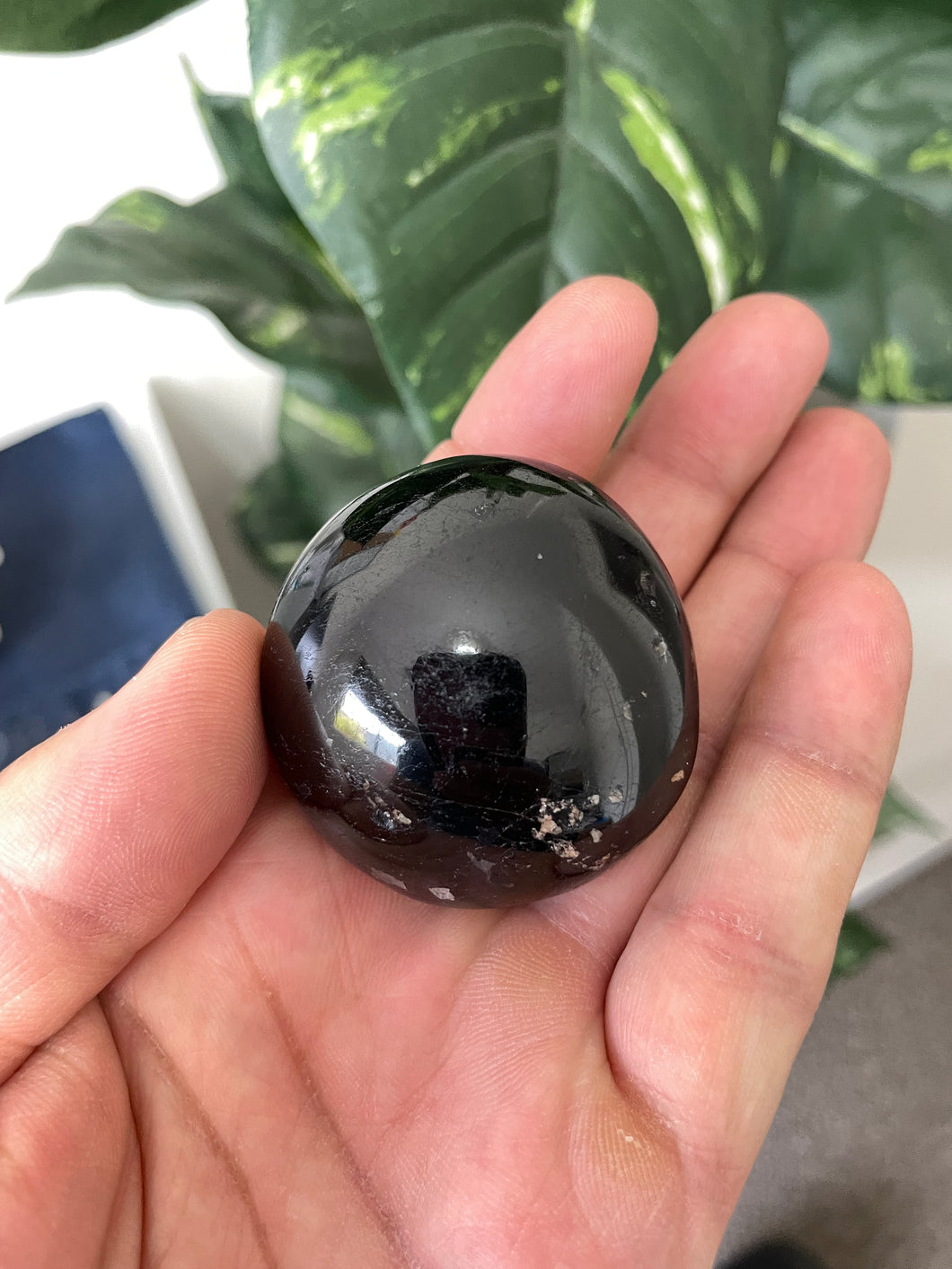 Black Tourmaline Palm Stone Natural x 1 PS025