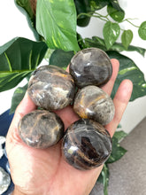 Load image into Gallery viewer, Black Moonstone Palm Stone Natural x 1 PS021
