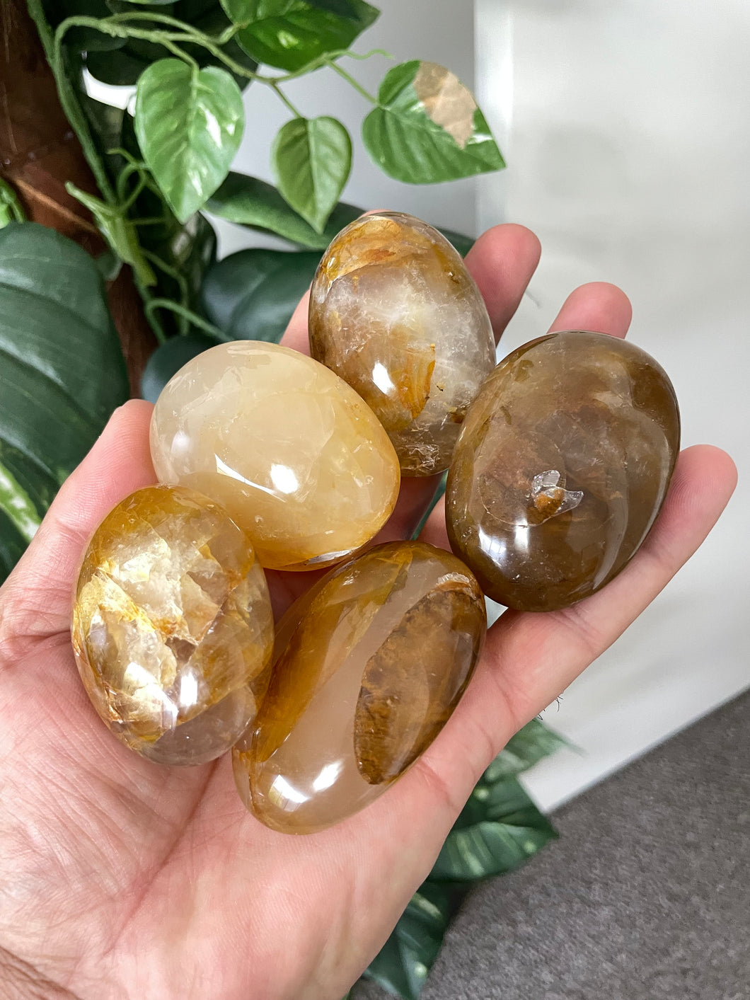 Golden Healer Quartz Palm Stone Natural x 1 PS022