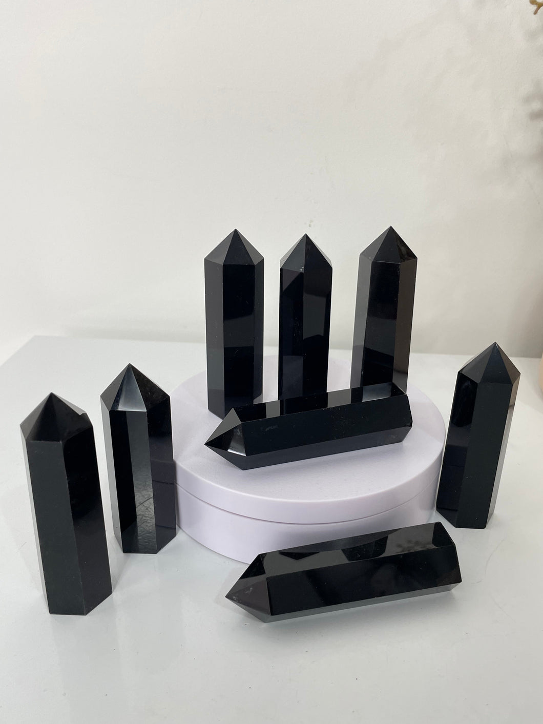 Black Obsidian Tower/Point Natural Crystal T178a x 1