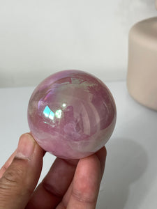 Aura Rose Quartz High Grade Crystal Sphere S203