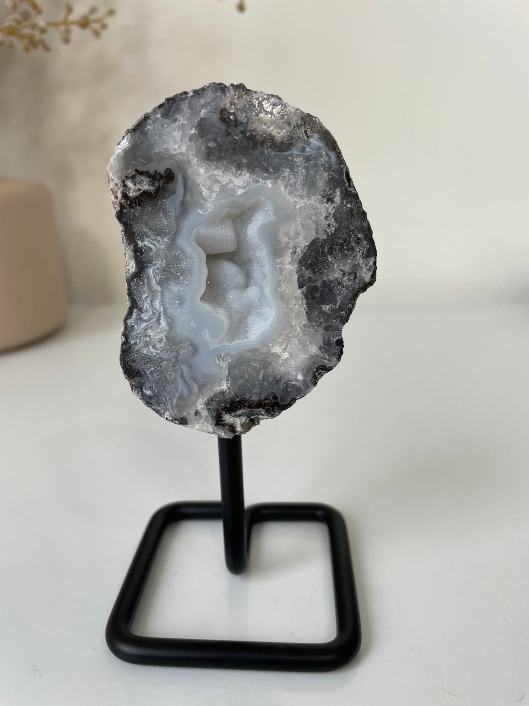 Agate Druzy Geode on Stand High Grade AG231