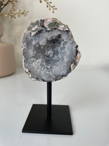 Agate Druzy Geode on Stand High Grade AG233