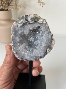 Agate Druzy Geode on Stand High Grade AG233