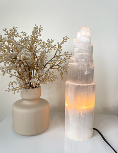 35cm Selenite Crystal Tower Lamp x 1  (SN039)