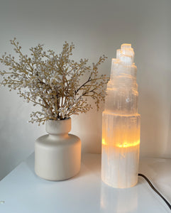 35cm Selenite Crystal Tower Lamp x 1  (SN039)