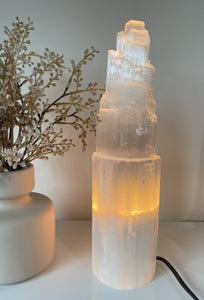 35cm Selenite Crystal Tower Lamp x 1  (SN039)