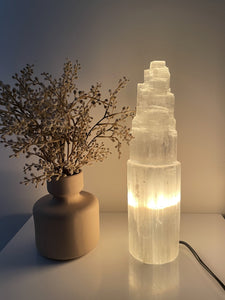 35cm Selenite Crystal Tower Lamp x 1  (SN039)