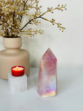 Load image into Gallery viewer, Large Aura Rose Quartz Crystal Tower T990
