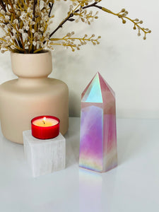 Large Aura Rose Quartz Crystal Tower T990