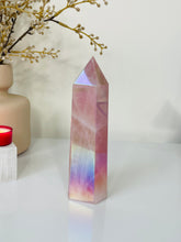 Load image into Gallery viewer, Large Aura Rose Quartz Crystal Tower T991
