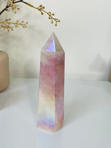 Large Aura Rose Quartz Crystal Tower T992