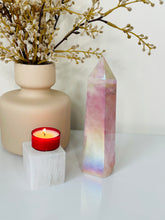 Load image into Gallery viewer, Large Aura Rose Quartz Crystal Tower T992
