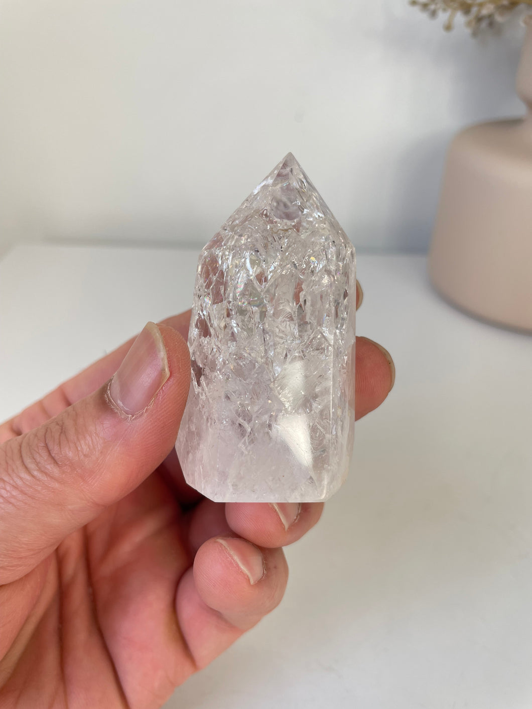 Crackled Quartz Tower High Grade T046a