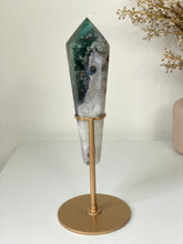 Load image into Gallery viewer, Moss Agate Tower on Stand High Grade Crystal T106a
