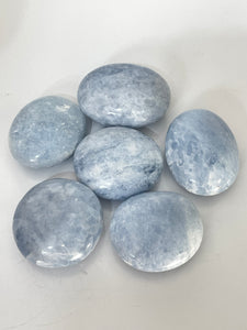 Blue Calcite Palm Stone Natural PS035 x 1