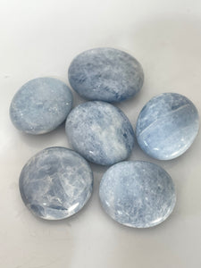 Blue Calcite Palm Stone Natural PS035 x 1