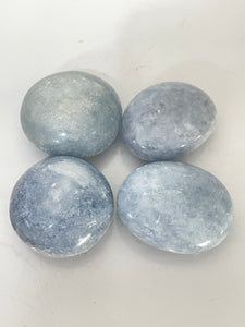 Blue Calcite Palm Stone Natural PS036 x 1