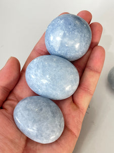 Blue Calcite Palm Stone Natural PS036 x 1