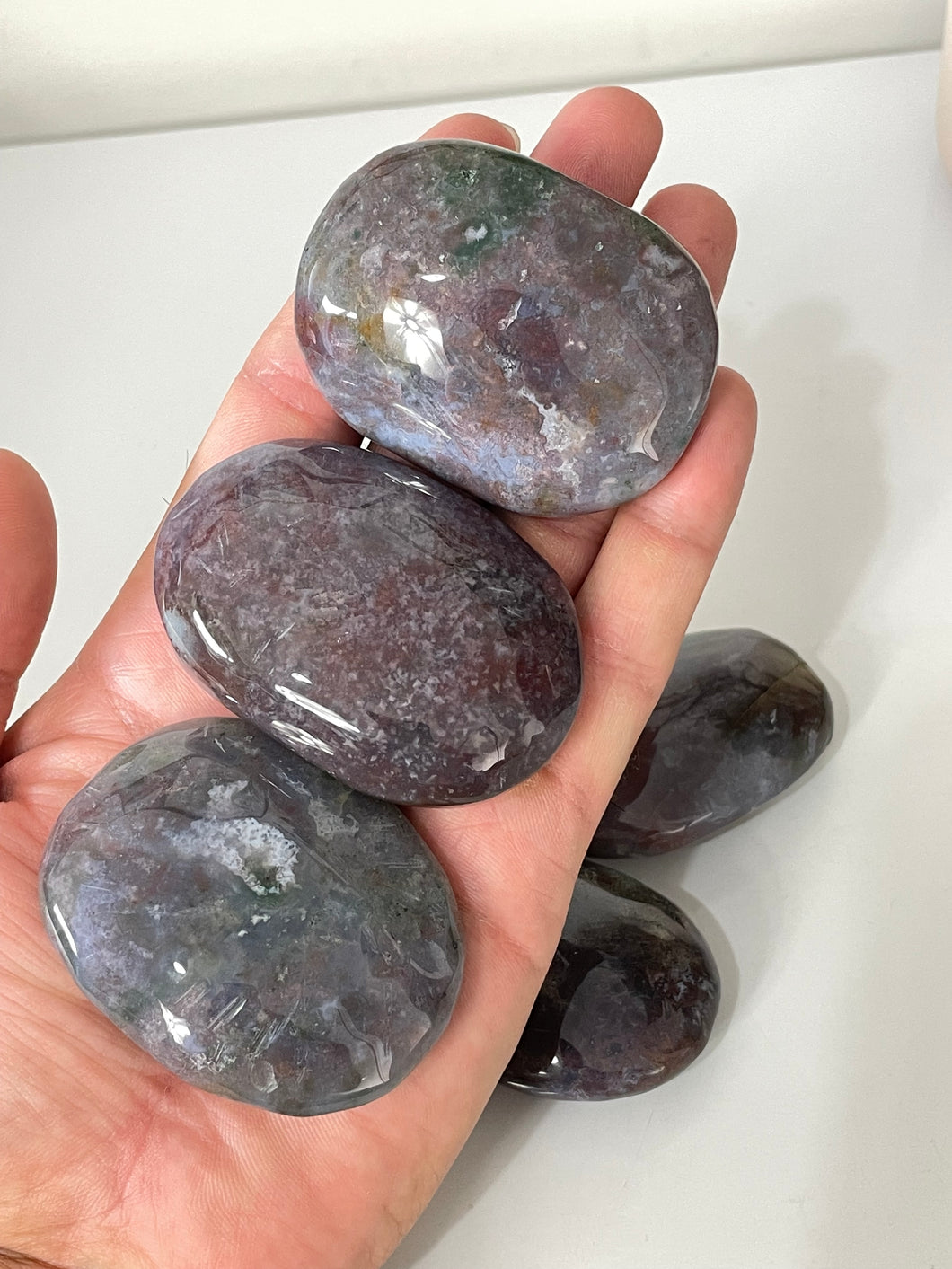 Purple Moss Agate Palm Stone Natural PS041 x 1