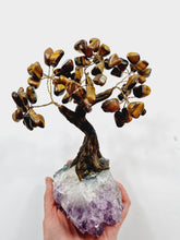 Load image into Gallery viewer, Tiger Eye Gem Tree/Crystal Tree (M) 12 branches, 60 Crystals TR029
