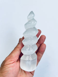 Selenite Crystal Spiral Tower SN015  x 1