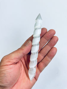 Selenite Spiral Wand Crystal (15cm) SN019 x 1