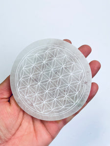 Selenite Crystal Plate Flower of Life SN021 x 1