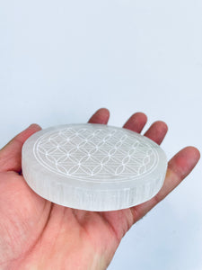 Selenite Crystal Plate Flower of Life SN021 x 1