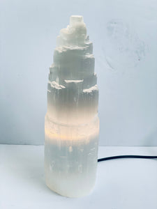 Selenite Crystal Tower Lamp 30cm  x 1  (SN012)