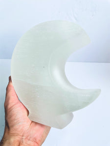 Selenite Crystal Moon Lamp Large  x 1  (SN011)