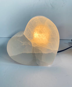 Selenite Crystal Heart Lamp x 1  (SN013)