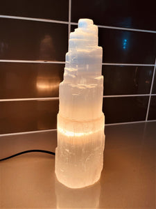 Selenite Crystal Tower Lamp 30cm  x 1  (SN012)