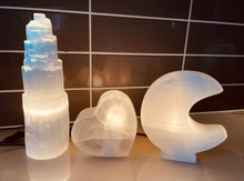 Load image into Gallery viewer, Selenite Crystal Moon Lamp Large  x 1  (SN011)
