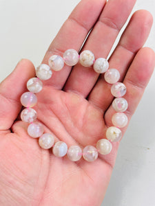 Flower Agate Stretchable Bracelet Natural Crystal BR025