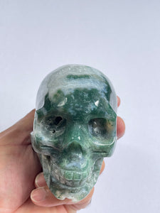 Moss Agate Crystal Big Skull  S074