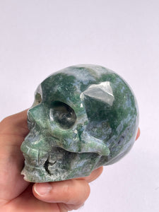 Moss Agate Crystal Big Skull  S074